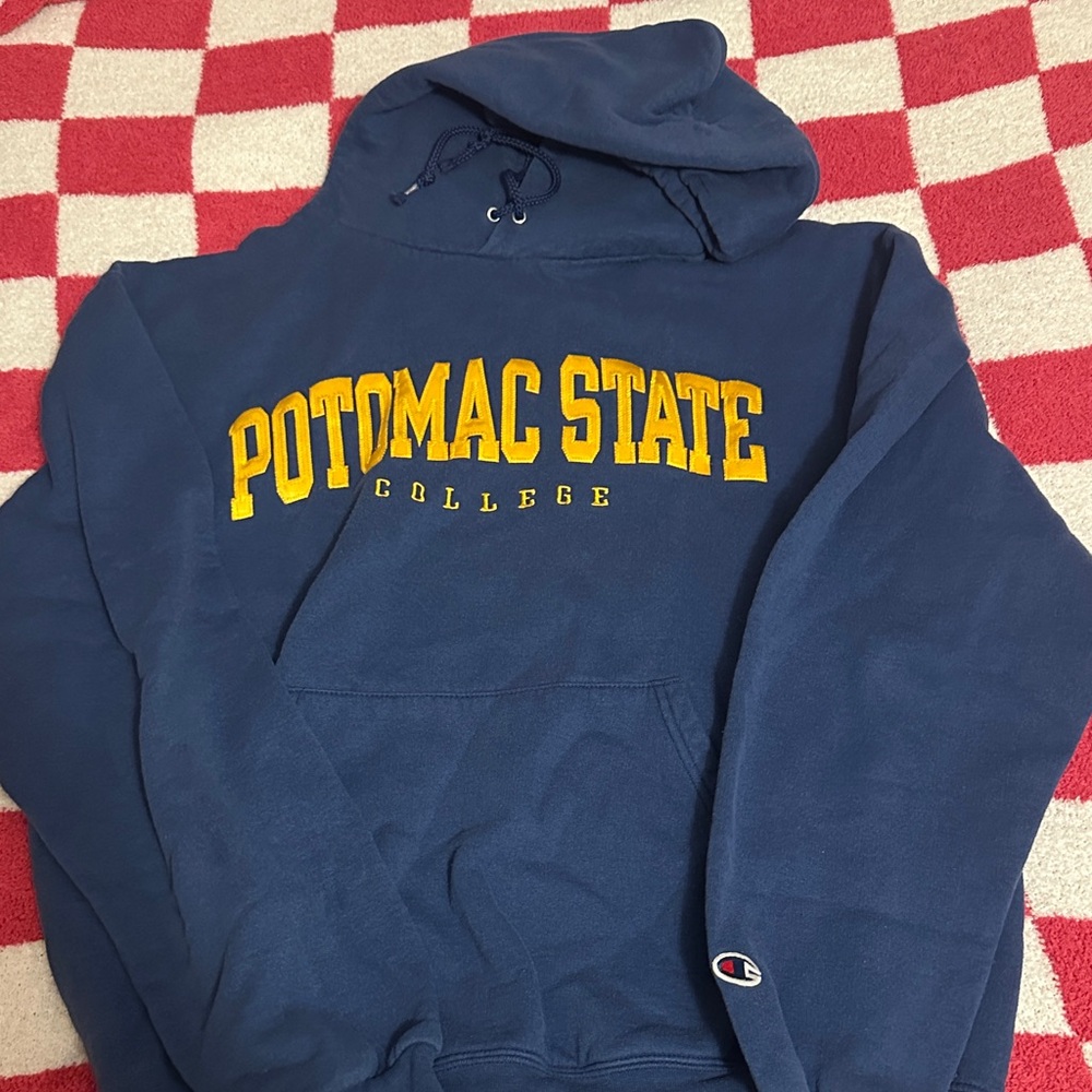 Champion Navy and Yellow Men's Hoodie